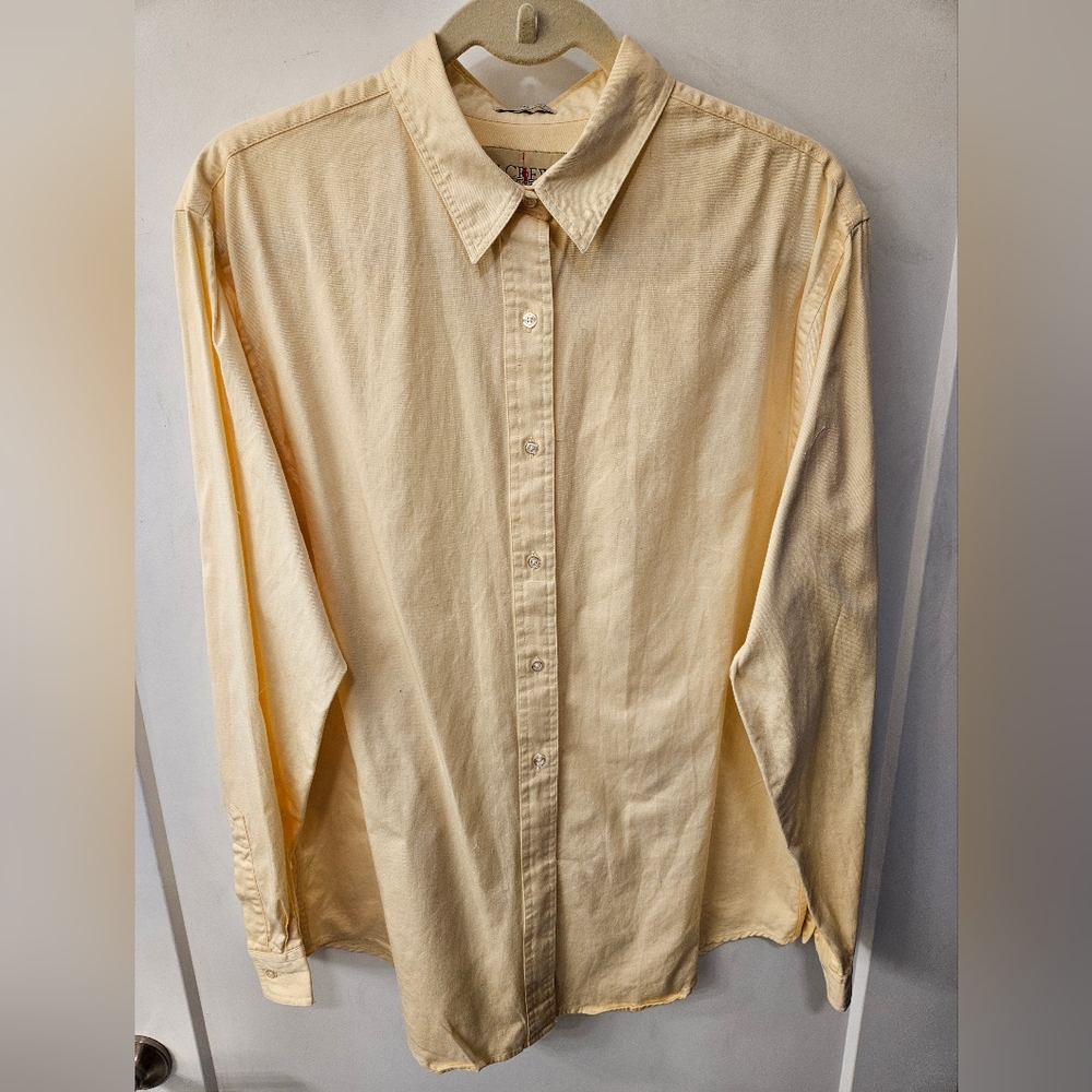 Vintage - J. Crew Cotton Single Needle Tailored Yellow Button Up Shirt - Size L